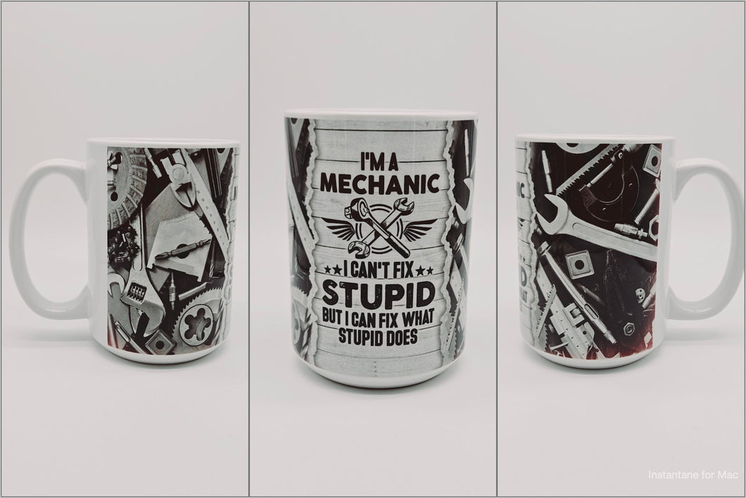 11oz/15oz Funny Mechanic Coffee Mug: Ceramic 