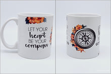 Load image into Gallery viewer, Let Your Heart Be Your Compass 11oz/15oz Coffee Mug: Cute Floral Ceramic Coffee Cup