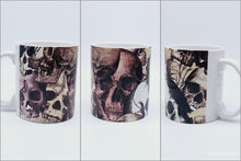 Load image into Gallery viewer, 11oz/15oz Skull Ceramic Coffee Cup: Multiple Color Options Skull With Flowers Coffee Cup