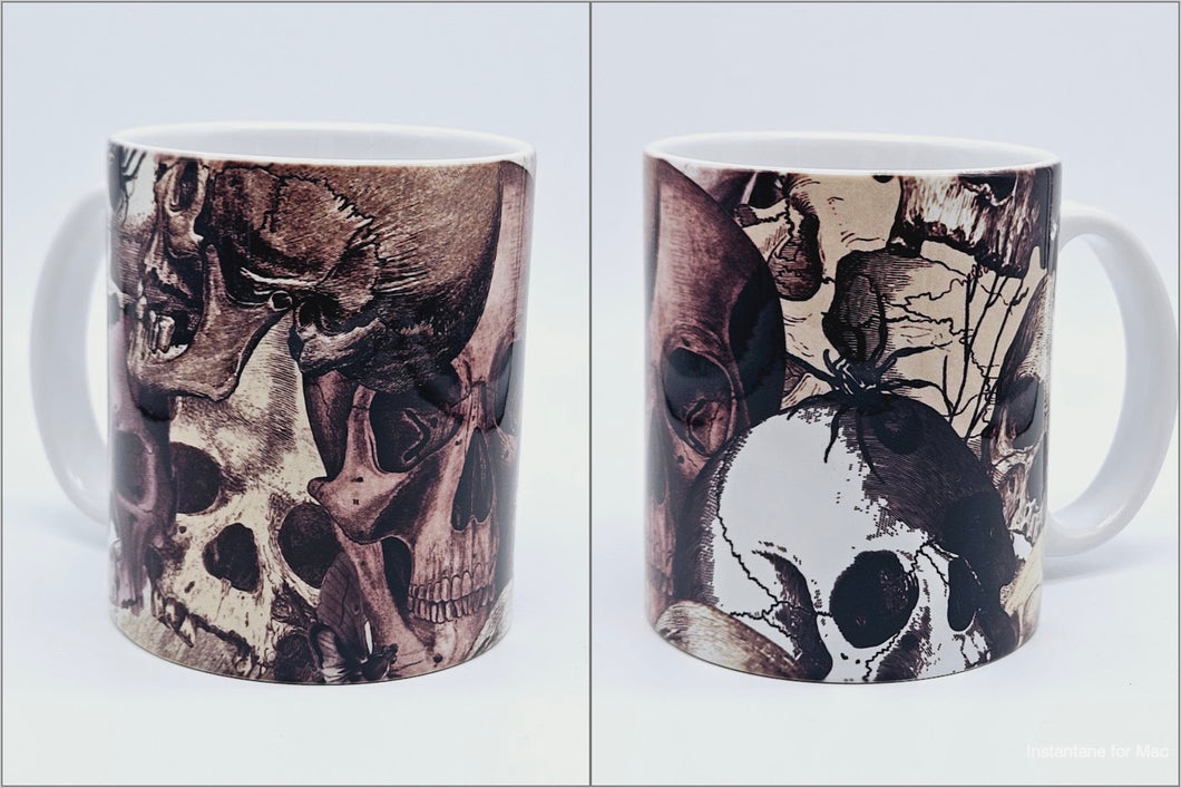 11oz/15oz Skull Ceramic Coffee Cup: Multiple Color Options Skull With Flowers Coffee Cup