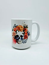 Load image into Gallery viewer, Floral Gothic Skull Ceramic Coffee Mug