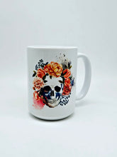 Load image into Gallery viewer, Floral Gothic Skull Ceramic Coffee Mug