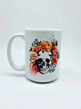Load image into Gallery viewer, Floral Gothic Skull Ceramic Coffee Mug