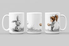 Load image into Gallery viewer, 11oz/15oz Girl and Bunny Ceramic Easter Coffee Mug