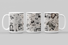 Load image into Gallery viewer, 11oz/15oz Newspaper Clippings Murder/Horror Halloween Ceramic Mug