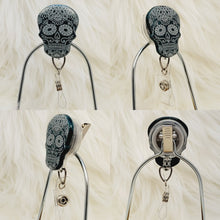 Load image into Gallery viewer, Green Sugar Skull Retractable Badge Reel