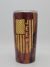 Load image into Gallery viewer, 20oz Faux Woodgrain Jeep Wrangler Epoxy Tumbler: Double Woodgrain Stainless Steel 20oz Epoxy Resin Cold Cup