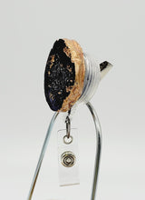 Load image into Gallery viewer, Epoxy Gold and Black Faux Geode Phone Grip: Faux Agate Phone Holder