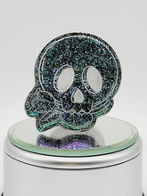 Load image into Gallery viewer, Green and Purple Prism Cartoon Skull Phone Grip: Gothic Skull with Rose Phone Holder and Tablet Stand