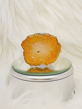 Load image into Gallery viewer, Peach and Gold Geode Phone Grip with Aurora Crystal Center