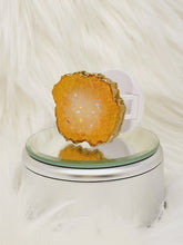 Load image into Gallery viewer, Peach and Gold Geode Phone Grip with Aurora Crystal Center
