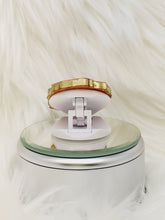 Load image into Gallery viewer, Peach and Gold Geode Phone Grip with Aurora Crystal Center