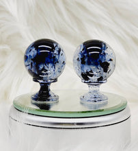Load image into Gallery viewer, Epoxy Cabinet Pull Knobs with Navy and Black Flake