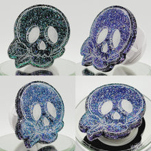 Load image into Gallery viewer, Green and Purple Prism Cartoon Skull Phone Grip: Gothic Skull with Rose Phone Holder and Tablet Stand