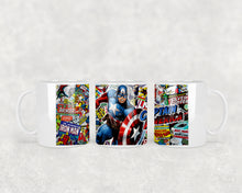 Load image into Gallery viewer, 11oz/15oz Super Hero Comic Strip Coffee Mug: Custom Super Hero Coffee Cup Multiple Style Options