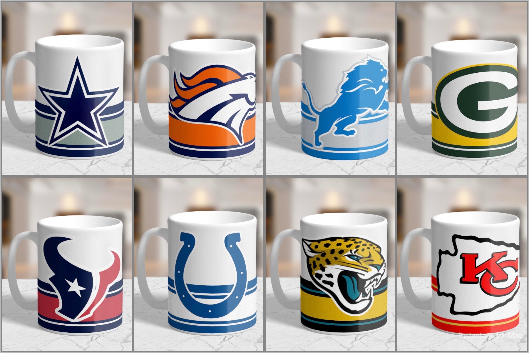 11oz/15oz Custom NFL Coffee Mug: 8 Teams to Chose From NFL Team Mugs