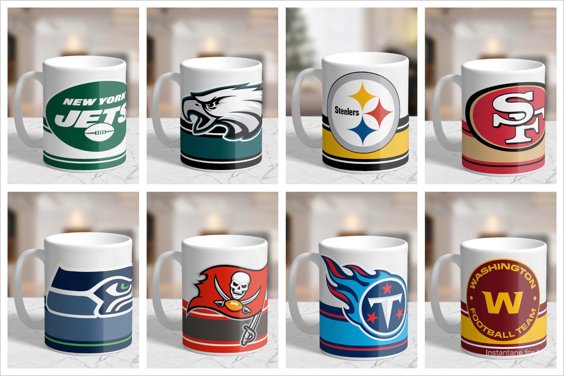 11oz/15oz Custom NFL Coffee Mug: 8 Teams to Chose From NFL Team Mugs: Style  Set 3