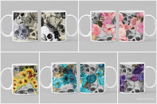Load image into Gallery viewer, 11oz/15oz Skull Ceramic Coffee Cup: Multiple Color Options Skull With Flowers Coffee Cup