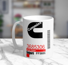 Load image into Gallery viewer, 11oz/15oz "Cummins Fuel Filter" Ceramic Coffee Mug: Two Styles Cummins Coffee Cup