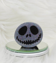 Load image into Gallery viewer, Jack Skeleton Collapsable Phone Grip with Glow In The Dark Iridescent Glitter.