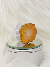 Load image into Gallery viewer, Peach and Gold Geode Phone Grip with Aurora Crystal Center