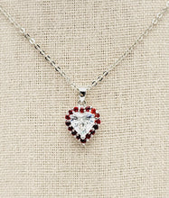 Load image into Gallery viewer, Sterling Silver 5mm CZ Heart Pendant Necklace on a 16" Chain