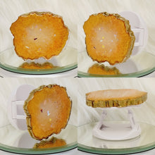 Load image into Gallery viewer, Peach and Gold Geode Phone Grip with Aurora Crystal Center