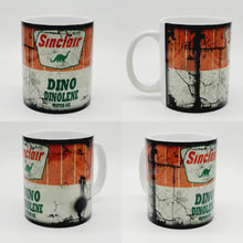 Load image into Gallery viewer, 11oz/15oz Dirty "Dino Dinolene Sinclair" Motor Oil Can Coffee Mug: Vintage Oil Can Replica Coffee Mug