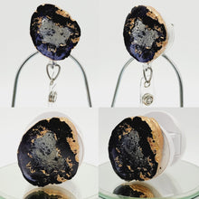 Load image into Gallery viewer, Epoxy Gold and Black Faux Geode Phone Grip: Faux Agate Phone Holder
