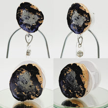 Load image into Gallery viewer, Epoxy Gold and Black Faux Geode Phone Grip: Faux Agate Phone Holder