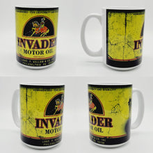 Load image into Gallery viewer, 11oz/15oz Dirty "Invader" Motor Oil Can Coffee Mug: Vintage Oil Can Replica Coffee Mug