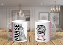 Load image into Gallery viewer, 11oz/15oz Ceramic Nurse Life Coffee Mug: Nurse Life Pink Glitter Coffee Cup