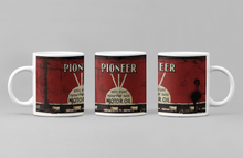 Load image into Gallery viewer, 11oz/15oz Dirty "Pioneer" Motor Oil Can Coffee Mug: Vintage Oil Can Replica Coffee Mug