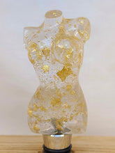 Load image into Gallery viewer, Epoxy Goddess Wine Topper with Gold Flake
