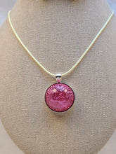 Load image into Gallery viewer, Pink Round Epoxy Pendant on 18&quot; Cord
