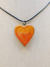 Load image into Gallery viewer, Epoxy Orange Heart Alcohol Ink Pendant
