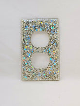Load image into Gallery viewer, Epoxy Resin Iridescent Silver Outlet Cover