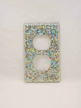 Load image into Gallery viewer, Epoxy Resin Iridescent Silver Outlet Cover