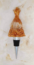 Load image into Gallery viewer, Copper Flake Dress Wine Stopper; Wedding Dress Wine Topper