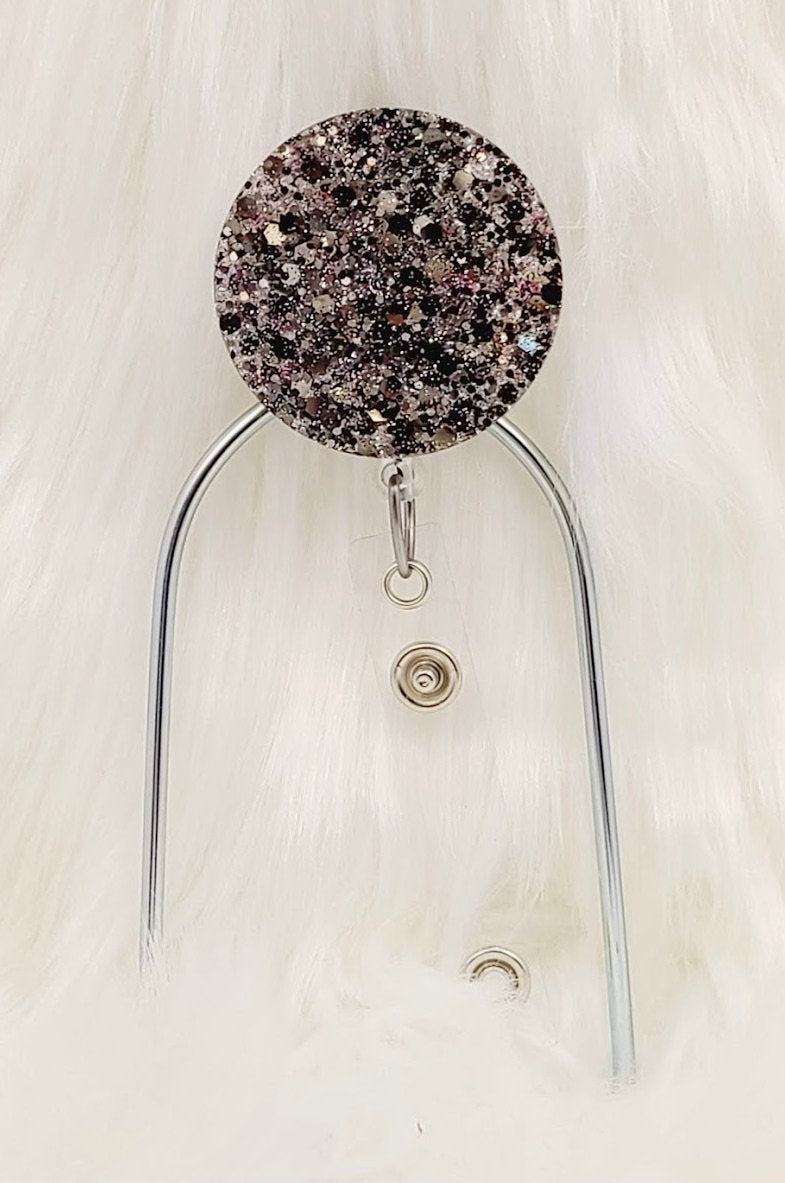 Silver and Pink Glitter Retractable Badge Reel – AJF Creations Co
