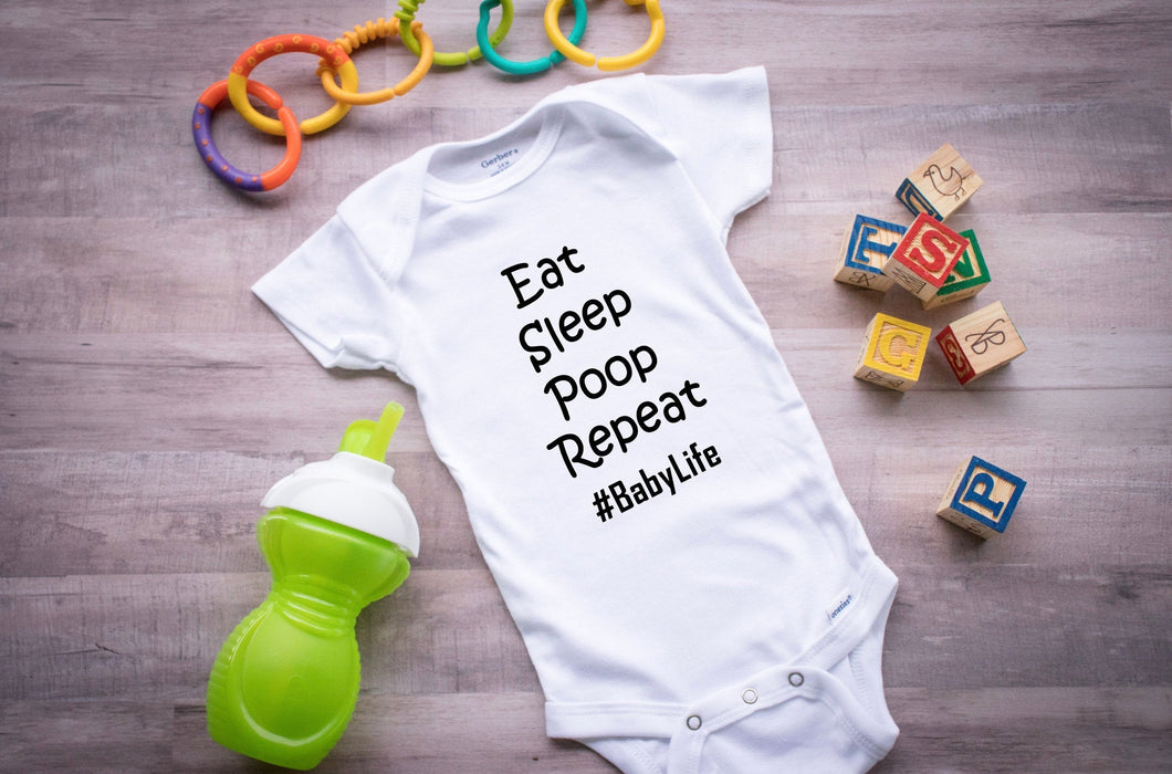 Funny and Cute Gerber Cotton Onesies Bodysuit: Cute Baby Bodysuit: Eat Sleep Poop Repeat