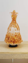 Load image into Gallery viewer, Copper Flake Dress Wine Stopper; Wedding Dress Wine Topper