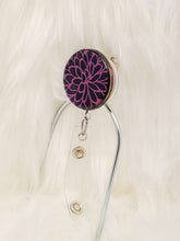 Load image into Gallery viewer, Color Shift Flower Retractable Badge Reel with Clip

