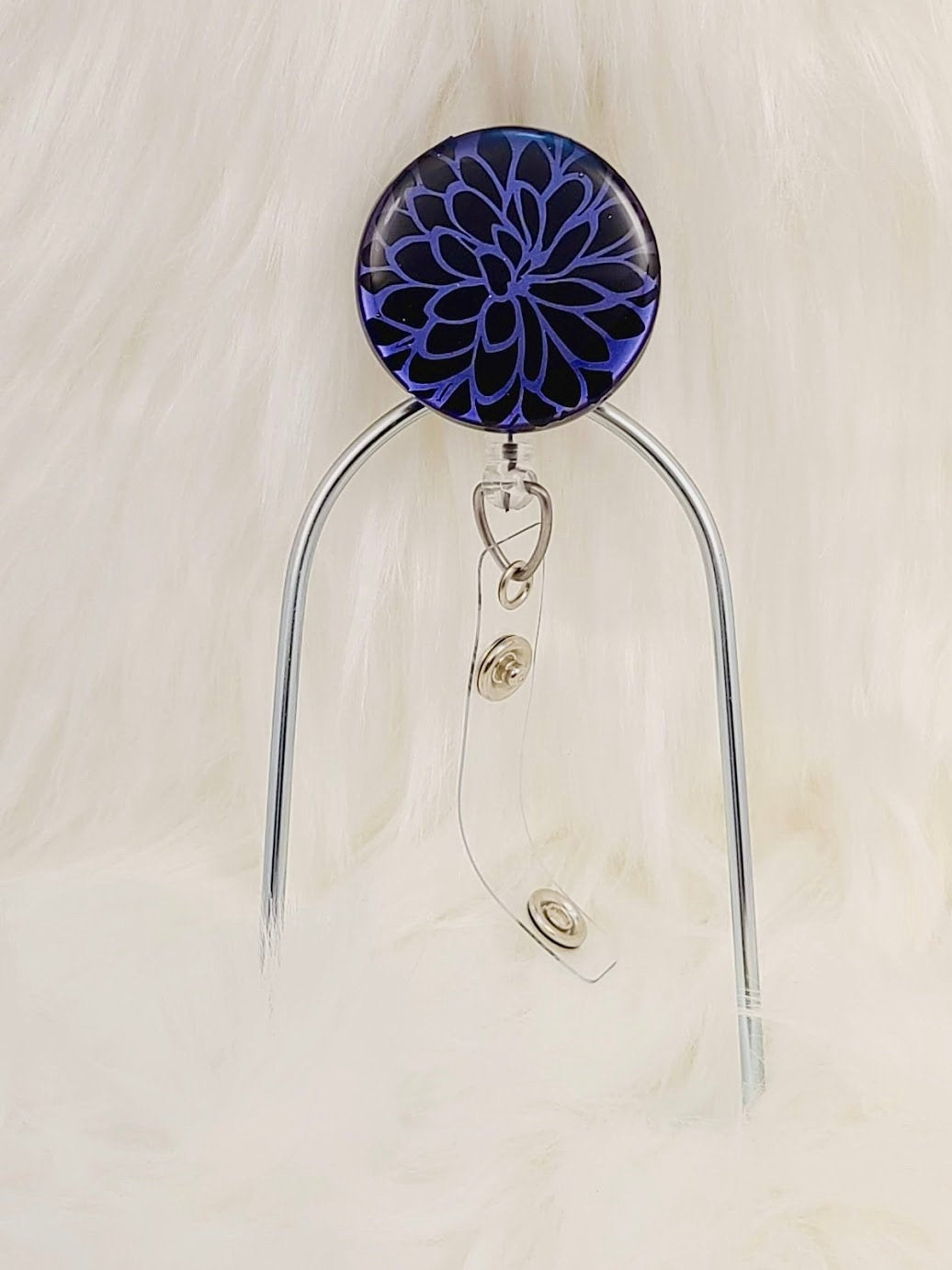 Color Shift Flower Retractable Badge Reel with Clip