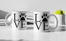 Load image into Gallery viewer, 11oz/15oz "Love" Paw Print Ceramic Coffee Mug: Animal Lovers Coffee Cup