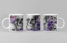 Load image into Gallery viewer, 11oz/15oz Skull Ceramic Coffee Cup: Multiple Color Options Skull With Flowers Coffee Cup