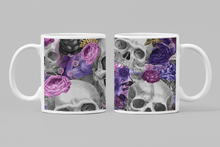 Load image into Gallery viewer, 11oz/15oz Skull Ceramic Coffee Cup: Multiple Color Options Skull With Flowers Coffee Cup