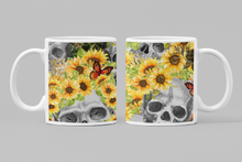 Load image into Gallery viewer, 11oz/15oz Skull Ceramic Coffee Cup: Multiple Color Options Skull With Flowers Coffee Cup