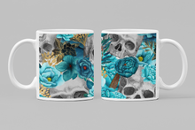 Load image into Gallery viewer, 11oz/15oz Skull Ceramic Coffee Cup: Multiple Color Options Skull With Flowers Coffee Cup