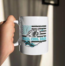Load image into Gallery viewer, 11oz/15oz "Reel Cool Dad" Coffee Mug: Funny Fathers Day Fishing Ceramic Coffee Mug, Father's Day Gift